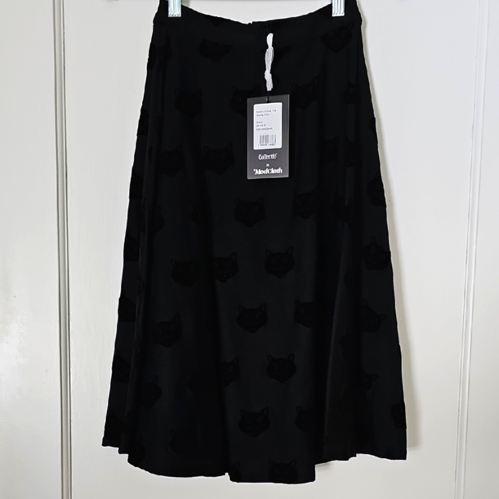 Modcloth/Collectif Black Cat Skirt